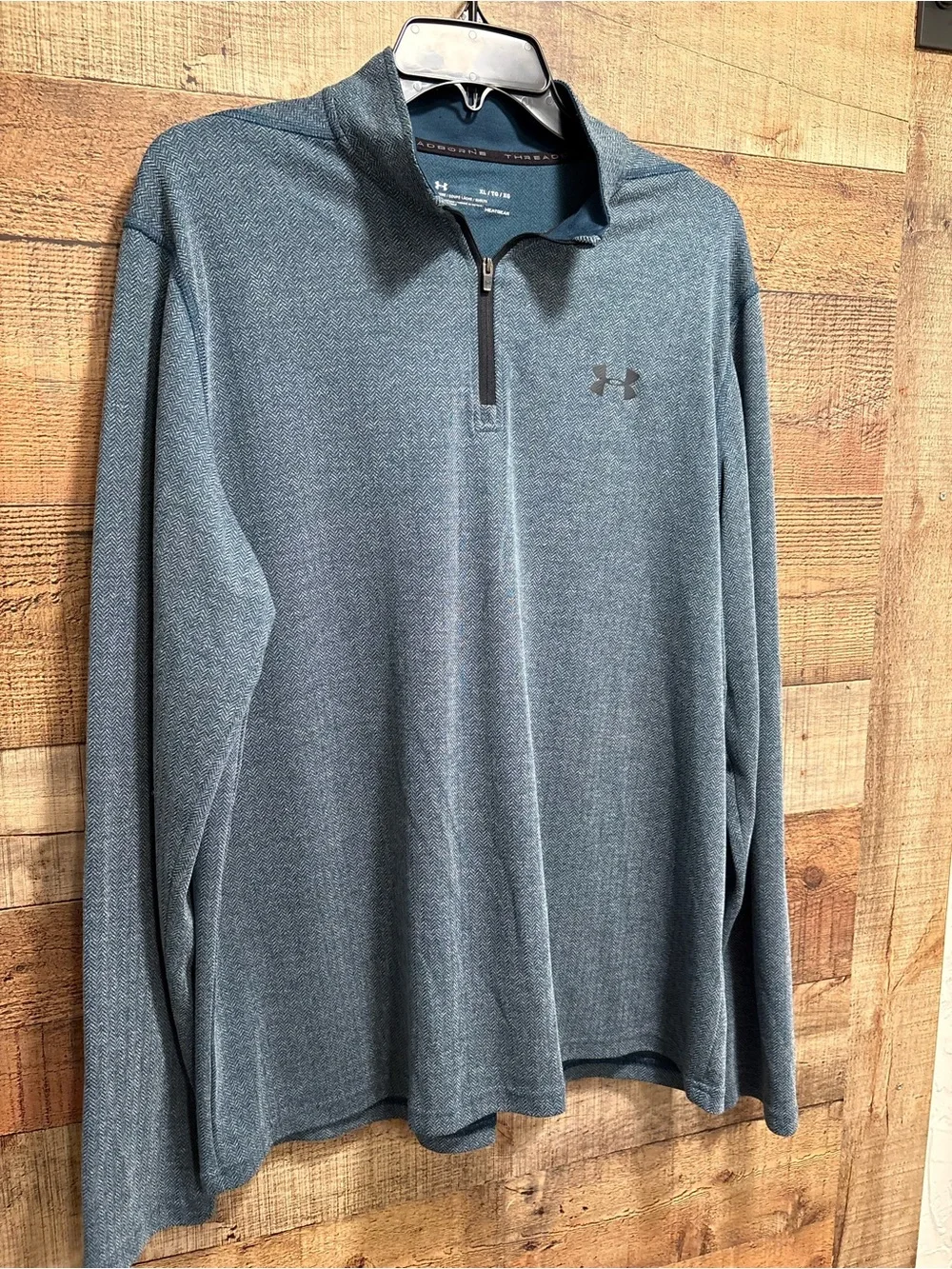 Under Armour Men’s XL 1/4 Zip Pullover Blue Herringbone HeatGear M024